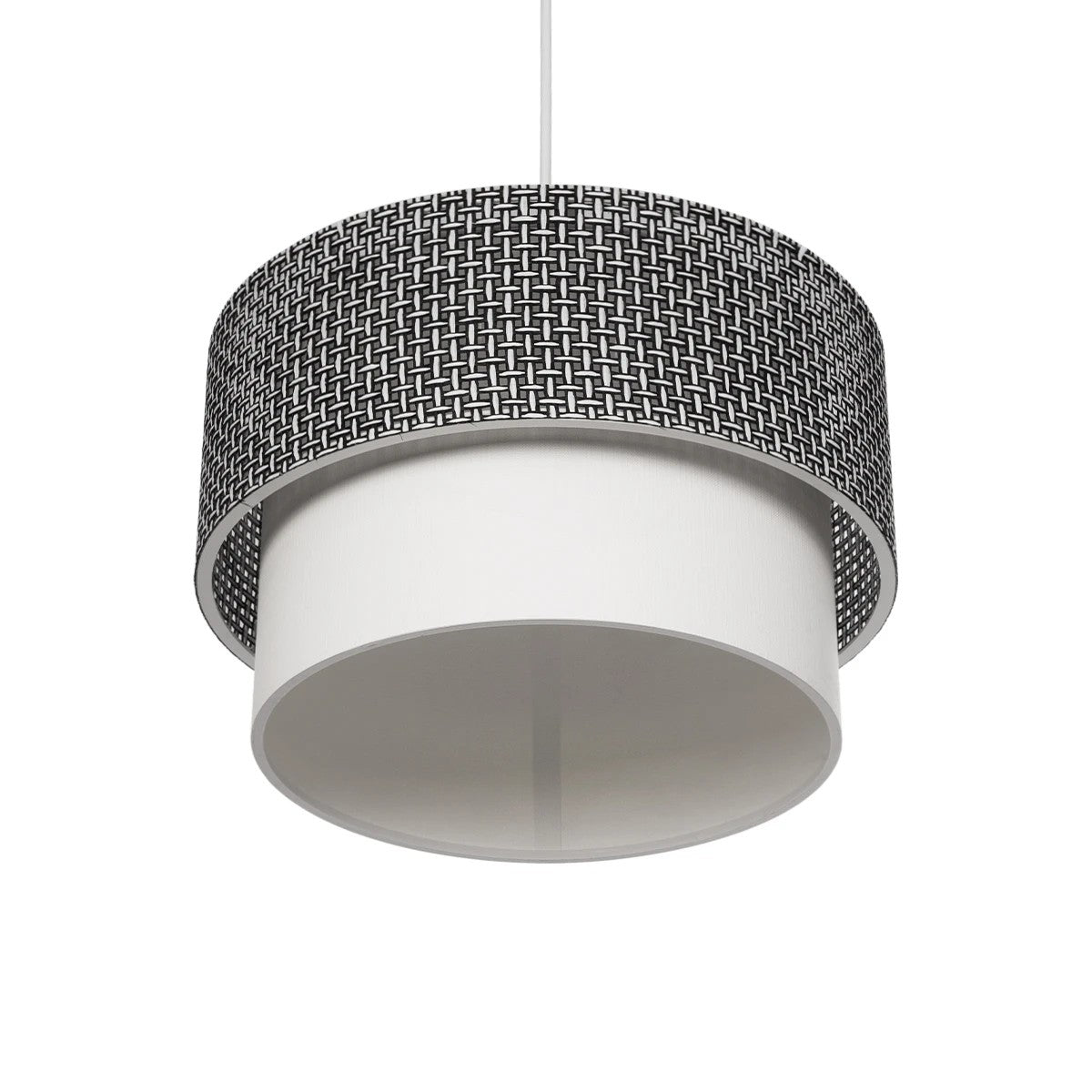 GloboStar® SISSIE 203-0139 Μοντέρνο Κρεμαστό Φωτιστικό Καπέλο Μονόφωτο 1 x E27 IP20 Μαύρο & Λευκό Ύφασμα - Μ30 x Π30 x Υ23cm - ledmania.gr