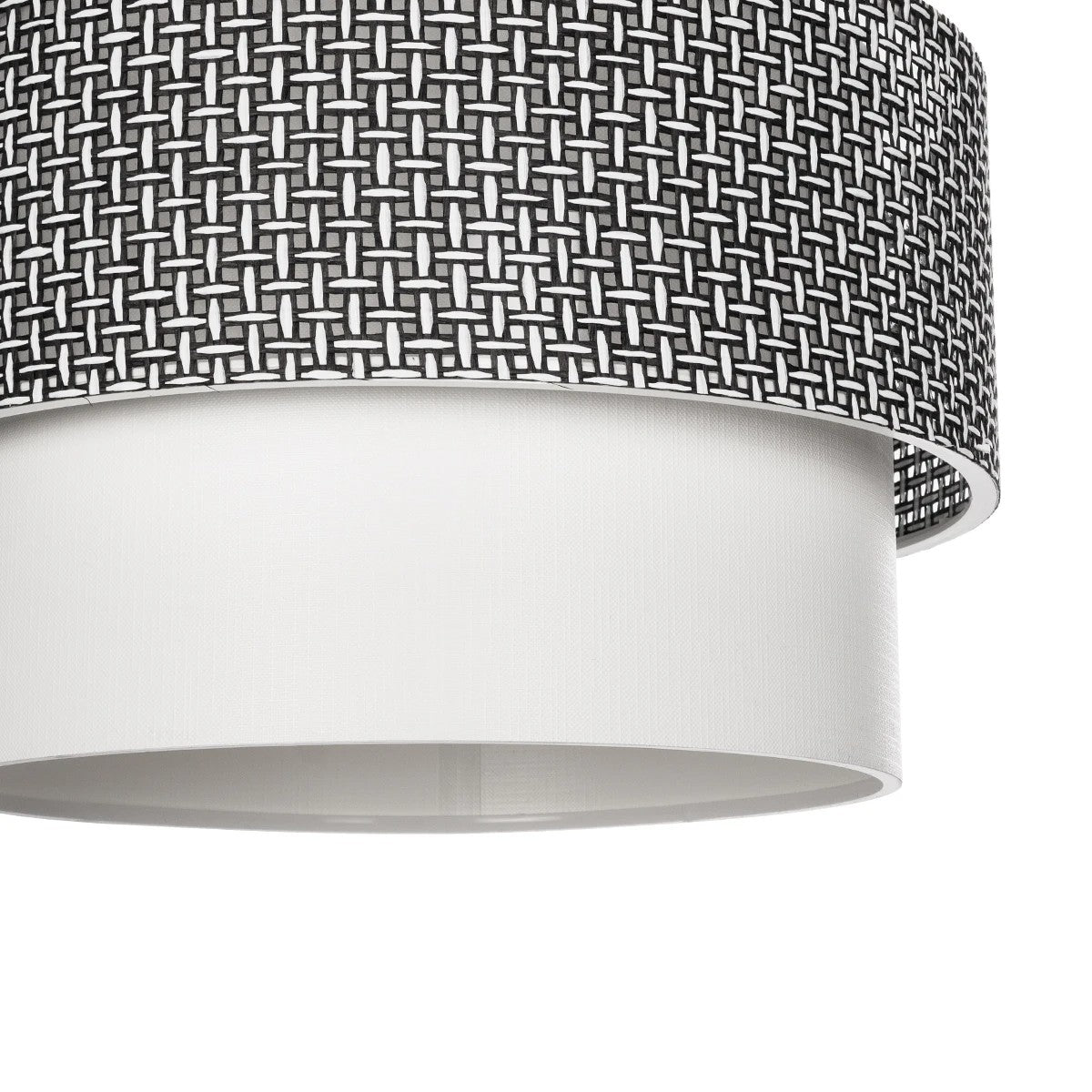 GloboStar® SISSIE 203-0139 Μοντέρνο Κρεμαστό Φωτιστικό Καπέλο Μονόφωτο 1 x E27 IP20 Μαύρο & Λευκό Ύφασμα - Μ30 x Π30 x Υ23cm - ledmania.gr