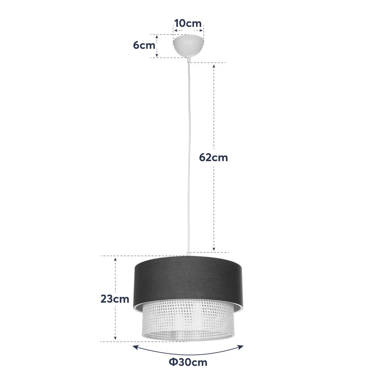 GLOBOSTAR® SISSIE 203-0140 Μοντέρνο Κρεμαστό Φωτιστικό Οροφής με Ντουί 1 x E27 AC 220-240V IP20 - Μαύρο & Μπεζ - Μ30 x Π30 x Υ23cm - ledmania.gr