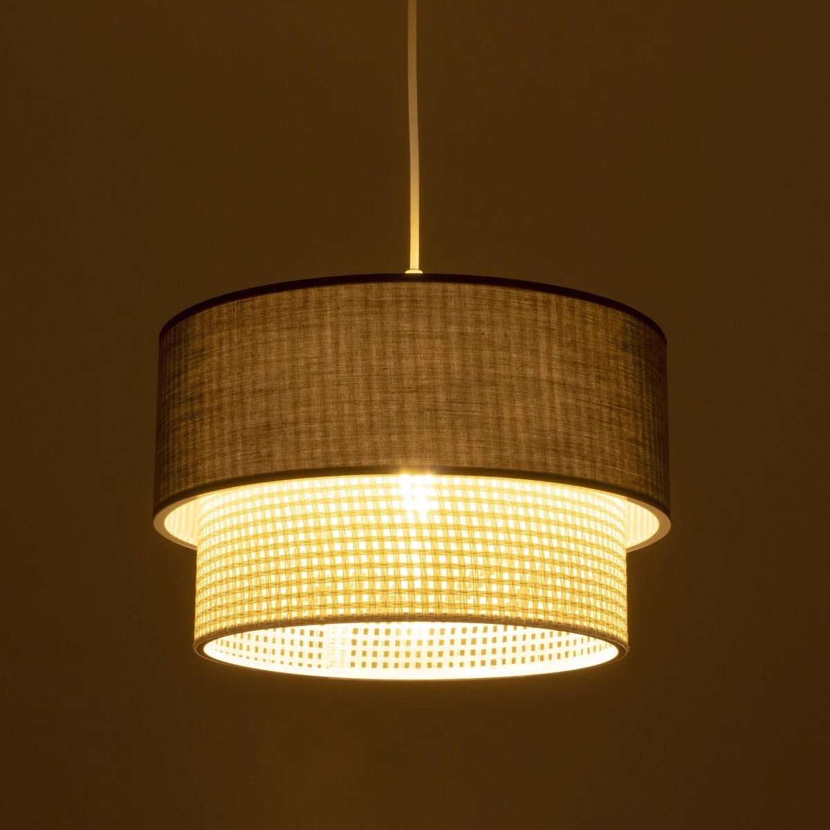 GLOBOSTAR® SISSIE 203-0140 Μοντέρνο Κρεμαστό Φωτιστικό Οροφής με Ντουί 1 x E27 AC 220-240V IP20 - Μαύρο & Μπεζ - Μ30 x Π30 x Υ23cm - ledmania.gr