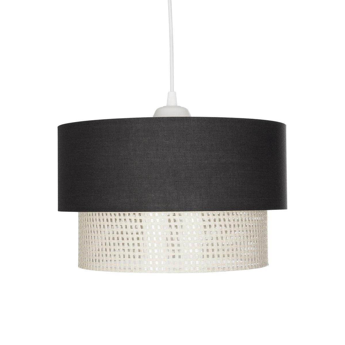 GLOBOSTAR® SISSIE 203-0140 Μοντέρνο Κρεμαστό Φωτιστικό Οροφής με Ντουί 1 x E27 AC 220-240V IP20 - Μαύρο & Μπεζ - Μ30 x Π30 x Υ23cm - ledmania.gr