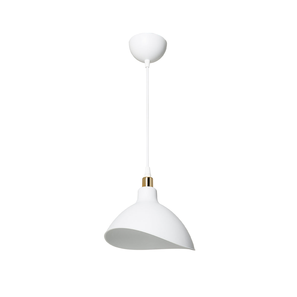 GloboStar® RIVE 203-0141 Μοντέρνο Κρεμαστό Φωτιστικό Καμπάνα Μονόφωτο 1 x E27 IP20 Λευκό & Χρυσό Πλαστικό - Μ22 x Π22 x Υ83cm - ledmania.gr