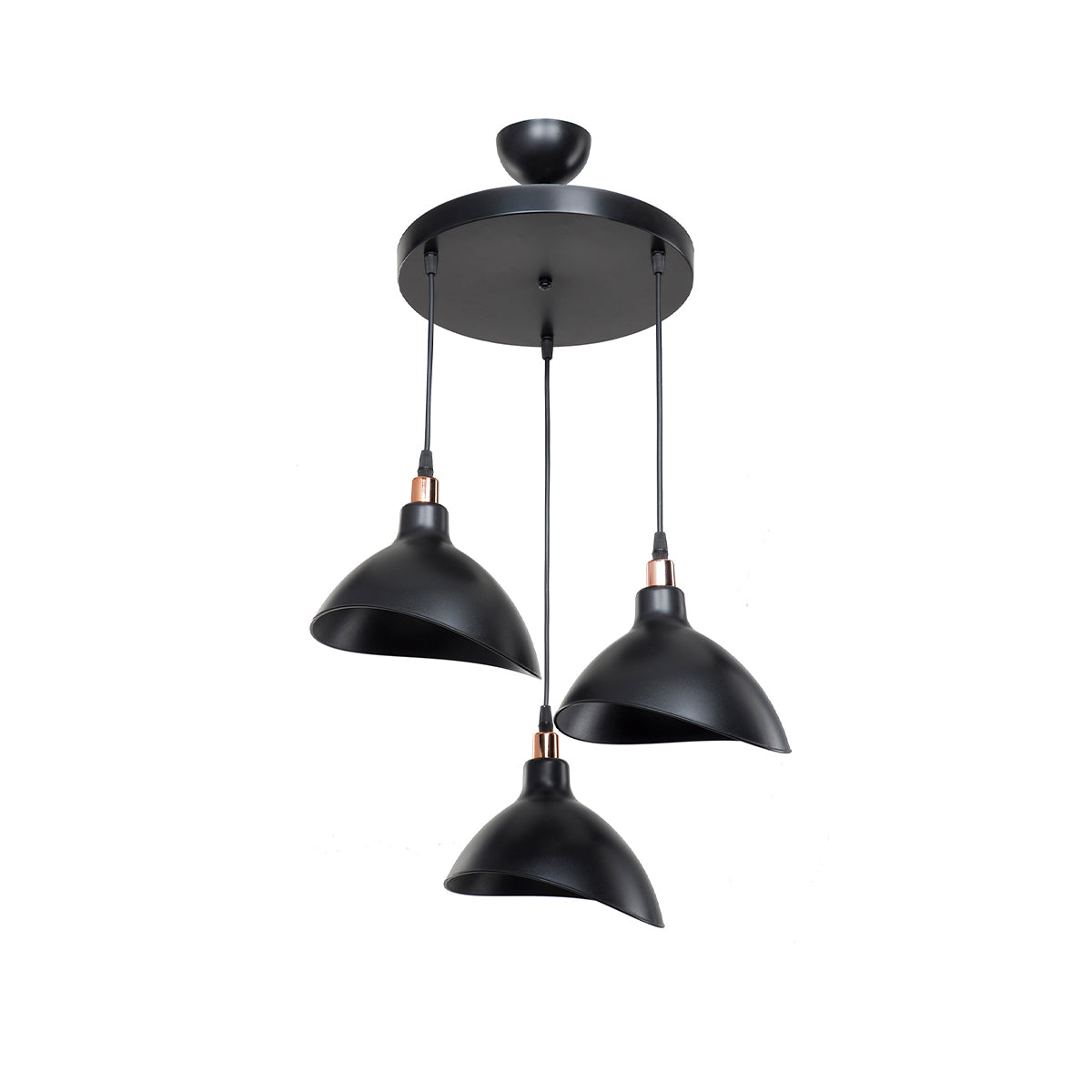 GloboStar® RIVE 203-0144 Μοντέρνο Κρεμαστό Φωτιστικό Καμπάνα Τρίφωτο 3 x E27 IP20 Μαύρο με Χρυσό Πλαστικό - Μ45 x Π45 x Υ80cm - ledmania.gr