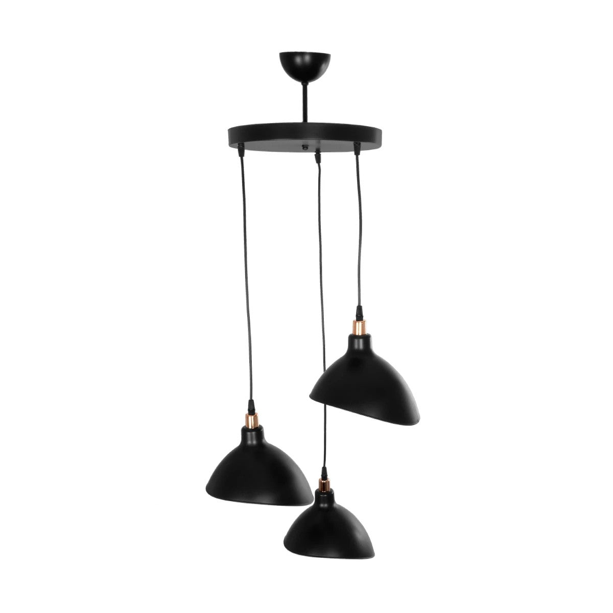 GLOBOSTAR® RIVE 203-0144 Μοντέρνο Κρεμαστό Φωτιστικό Οροφής με Ντουί 3 x E27 AC 220-240V IP20 - Μάυρο & Χάλκινο - Μ40 x Π40 x Υ65cm - ledmania.gr