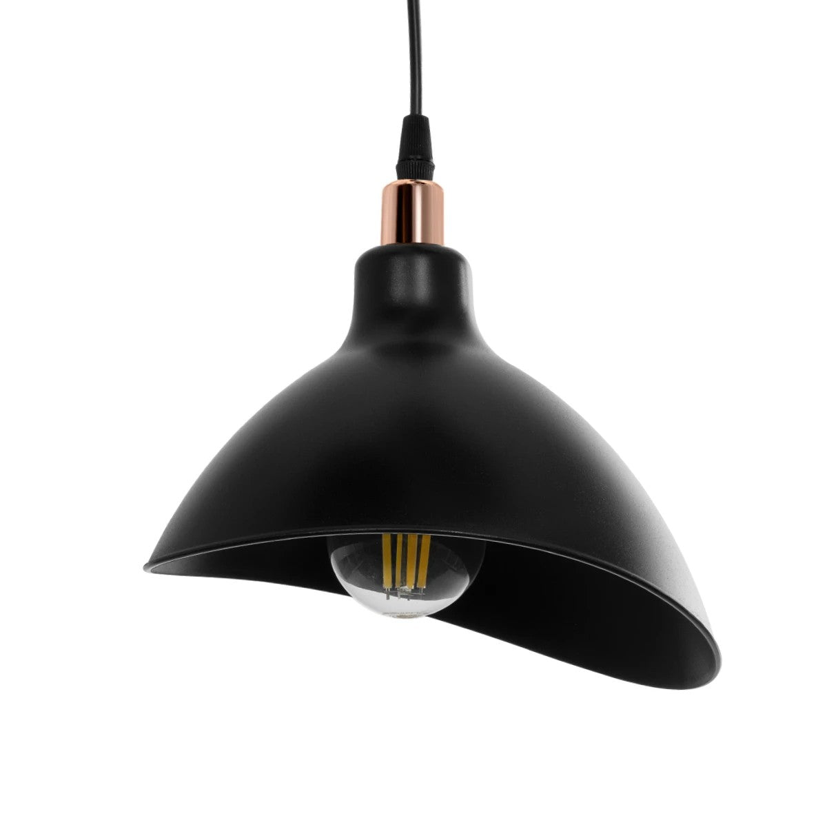 GLOBOSTAR® RIVE 203-0144 Μοντέρνο Κρεμαστό Φωτιστικό Οροφής με Ντουί 3 x E27 AC 220-240V IP20 - Μάυρο & Χάλκινο - Μ40 x Π40 x Υ65cm - ledmania.gr