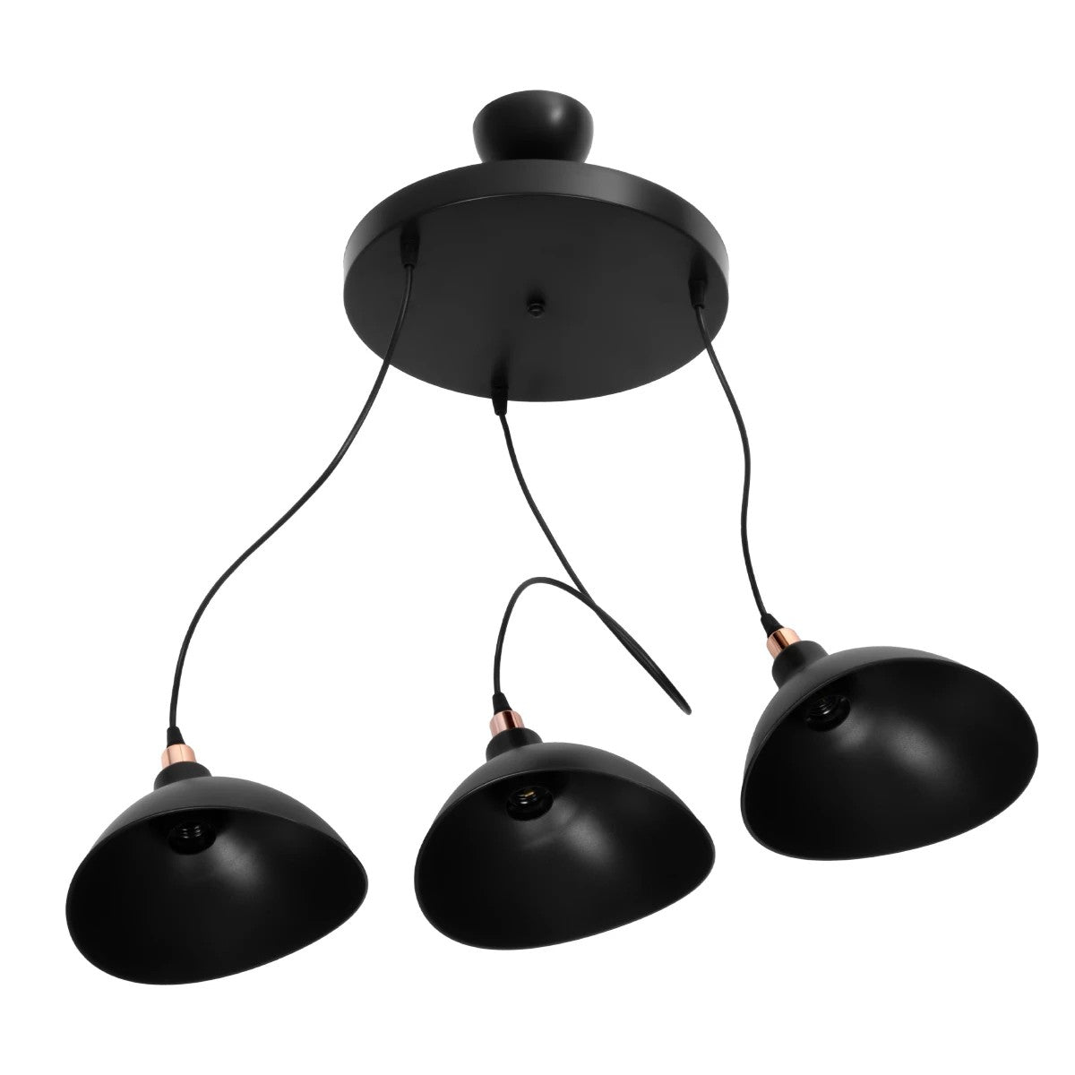 GLOBOSTAR® RIVE 203-0144 Μοντέρνο Κρεμαστό Φωτιστικό Οροφής με Ντουί 3 x E27 AC 220-240V IP20 - Μάυρο & Χάλκινο - Μ40 x Π40 x Υ65cm - ledmania.gr