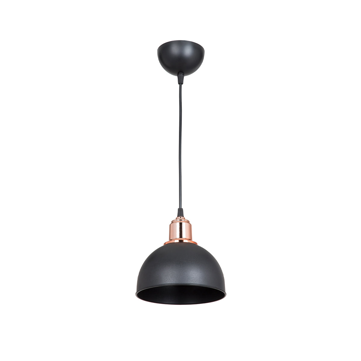 GloboStar® ΗUT 203-0145 Μοντέρνο Κρεμαστό Φωτιστικό Καμπάνα Μονόφωτο 1 x E27 IP20 Μάυρο & Χάλκινο Πλαστικό - Μ17.5 x Π17.5 x Υ80cm - ledmania.gr