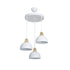 GloboStar® ΗUT 203-0148 Vintage Κρεμαστό Φωτιστικό Καμπάνα Τρίφωτο 3 x E27 IP20 Λευκό με Χρυσό Πλαστικό - Μ40 x Π40 x Υ76cm - ledmania.gr