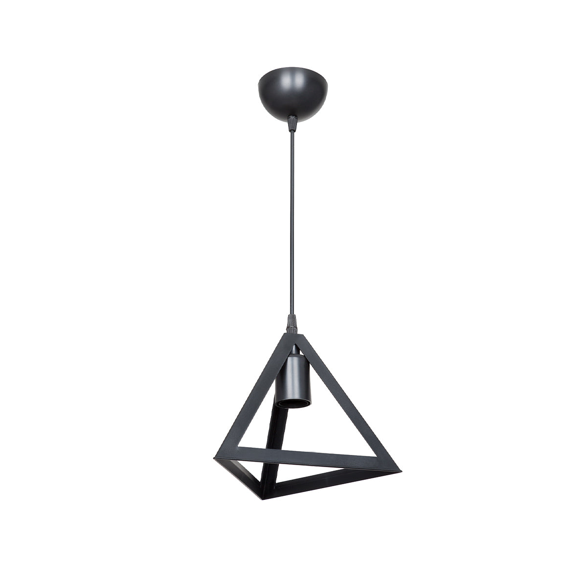 GloboStar® TRIANGLE 203-0159 Μοντέρνο Κρεμαστό Φωτιστικό Καμπάνα Μονόφωτο 1 x E27 IP20 Μάυρο Πλαστικό - Μ24 x Π24 x Υ86cm - ledmania.gr