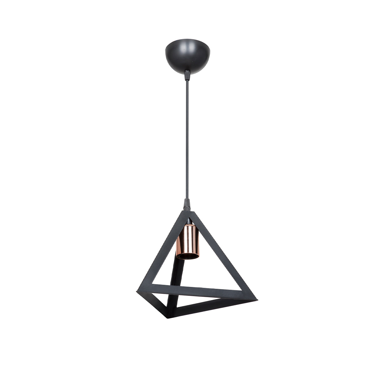 GloboStar® TRIANGLE 203-0161 Μοντέρνο Κρεμαστό Φωτιστικό Καμπάνα Μονόφωτο 1 x E27 IP20 Μάυρο & Χάλκινο Πλαστικό - Μ24 x Π24 x Υ86cm - ledmania.gr