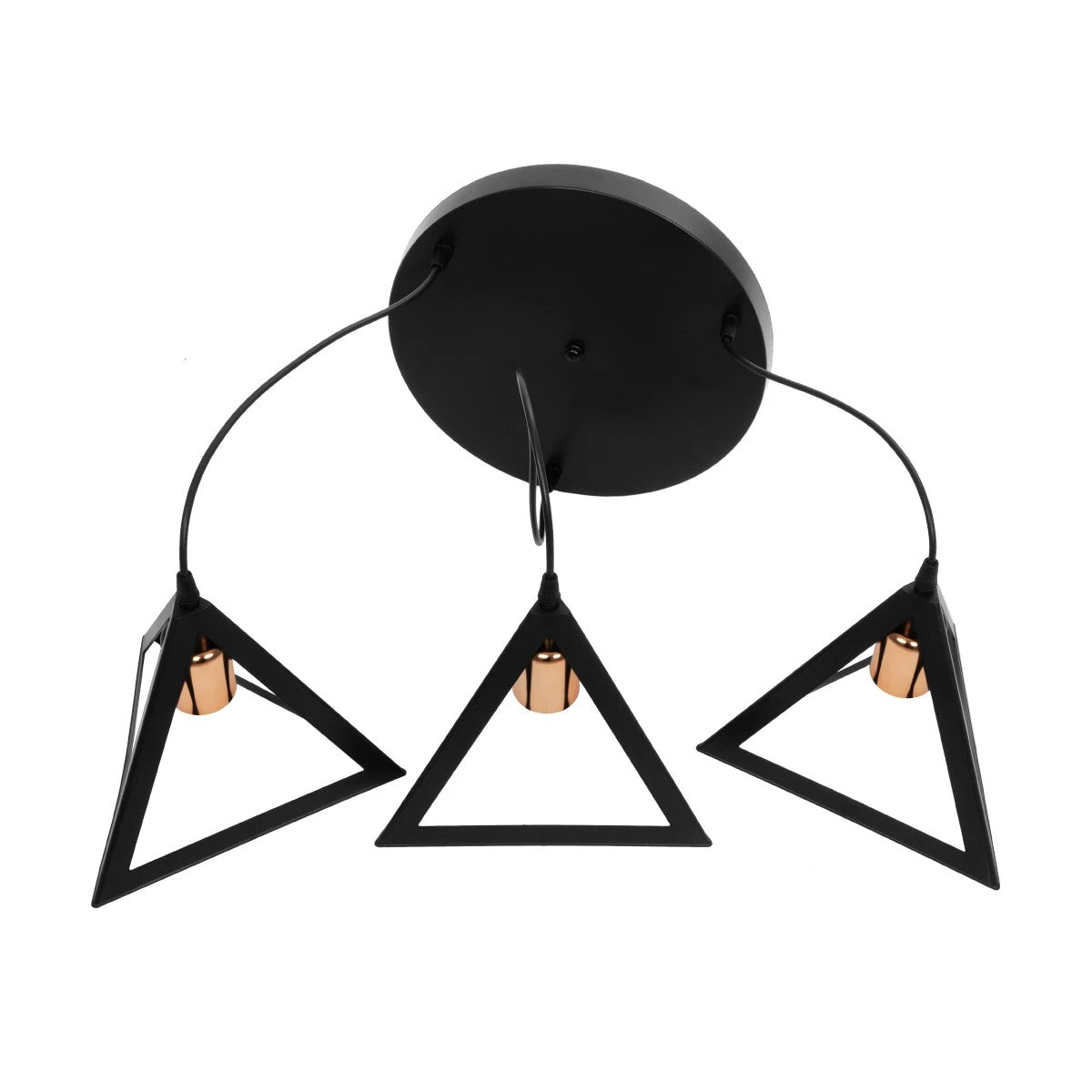 GLOBOSTAR® TRIANGLE 203-0162 Μοντέρνο Κρεμαστό Φωτιστικό Οροφής με Ντουί 3 x E27 AC 220-240V IP20 - Μάυρο & Χάλκινο - Μ67 x Π67 x Υ50cm - ledmania.gr