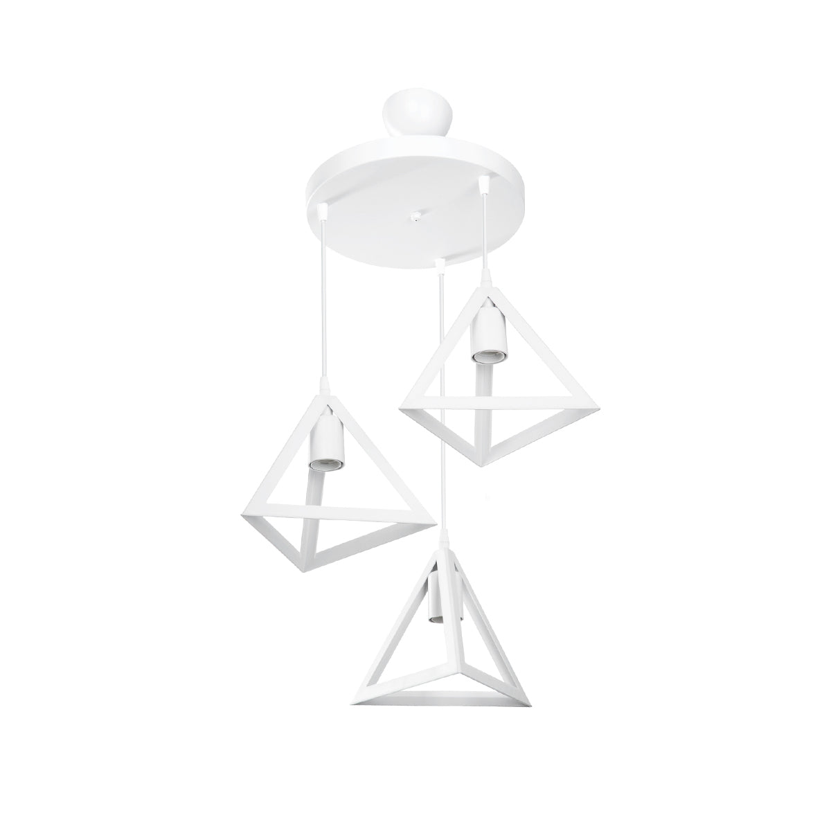 GloboStar® TRIANGLE 203-0164 Μοντέρνο Κρεμαστό Φωτιστικό Καμπάνα Τρίφωτο 3 x E27 IP20 Λευκό Πλαστικό - Μ50 x Π50 x Υ80cm - ledmania.gr
