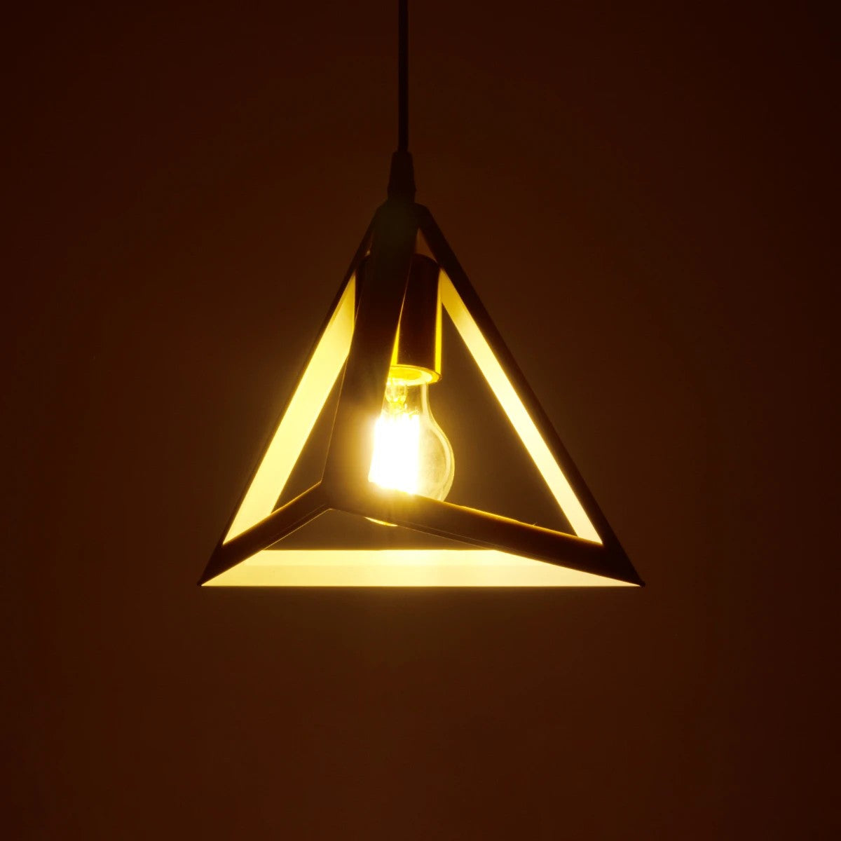 GLOBOSTAR® TRIANGLE 203-0165 Μοντέρνο Κρεμαστό Φωτιστικό Οροφής με Ντουί 1 x E27 AC 220-240V IP20 - Λευκό & Χάλκινο - Μ24 x Π24 x Υ22cm - ledmania.gr