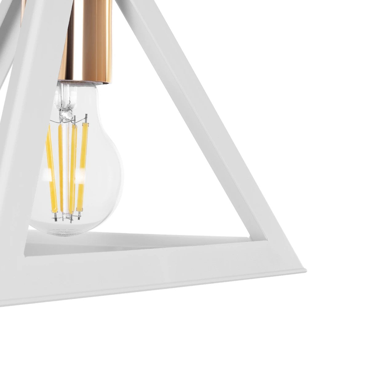 GLOBOSTAR® TRIANGLE 203-0165 Μοντέρνο Κρεμαστό Φωτιστικό Οροφής με Ντουί 1 x E27 AC 220-240V IP20 - Λευκό & Χάλκινο - Μ24 x Π24 x Υ22cm - ledmania.gr