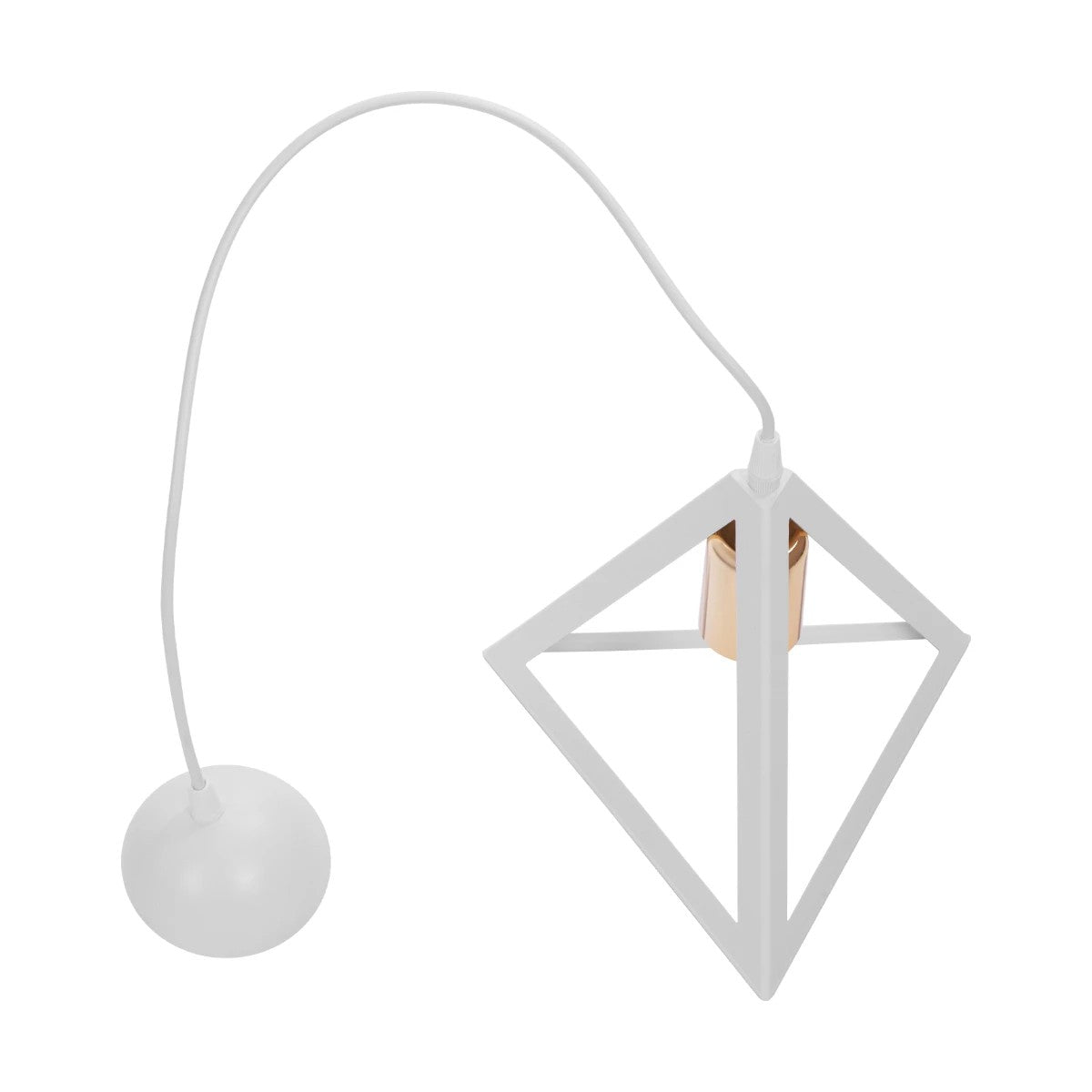 GLOBOSTAR® TRIANGLE 203-0165 Μοντέρνο Κρεμαστό Φωτιστικό Οροφής με Ντουί 1 x E27 AC 220-240V IP20 - Λευκό & Χάλκινο - Μ24 x Π24 x Υ22cm - ledmania.gr
