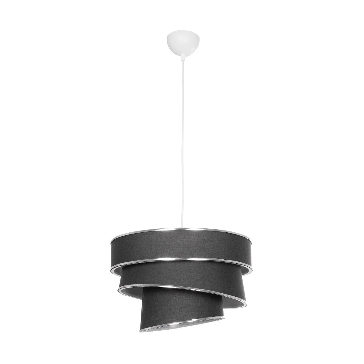 GloboStar® SIERA 203-0167 Μοντέρνο Κρεμαστό Φωτιστικό Καπέλο Μονόφωτο 1 x E27 IP20 Γκρι Ύφασμα με Ασημί Λεπτομέρεια - Μ38 x Π38 x Υ26cm - ledmania.gr