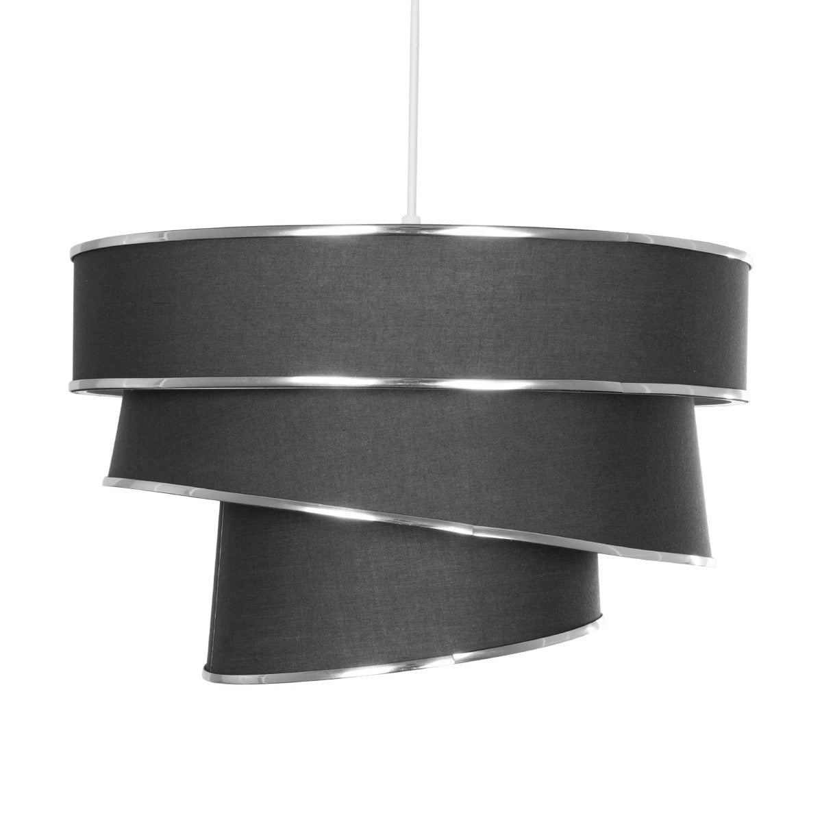 GloboStar® SIERA 203-0167 Μοντέρνο Κρεμαστό Φωτιστικό Καπέλο Μονόφωτο 1 x E27 IP20 Γκρι Ύφασμα με Ασημί Λεπτομέρεια - Μ38 x Π38 x Υ26cm - ledmania.gr