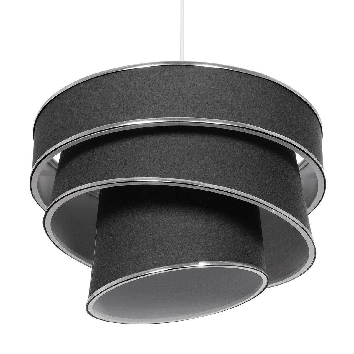 GloboStar® SIERA 203-0167 Μοντέρνο Κρεμαστό Φωτιστικό Καπέλο Μονόφωτο 1 x E27 IP20 Γκρι Ύφασμα με Ασημί Λεπτομέρεια - Μ38 x Π38 x Υ26cm - ledmania.gr