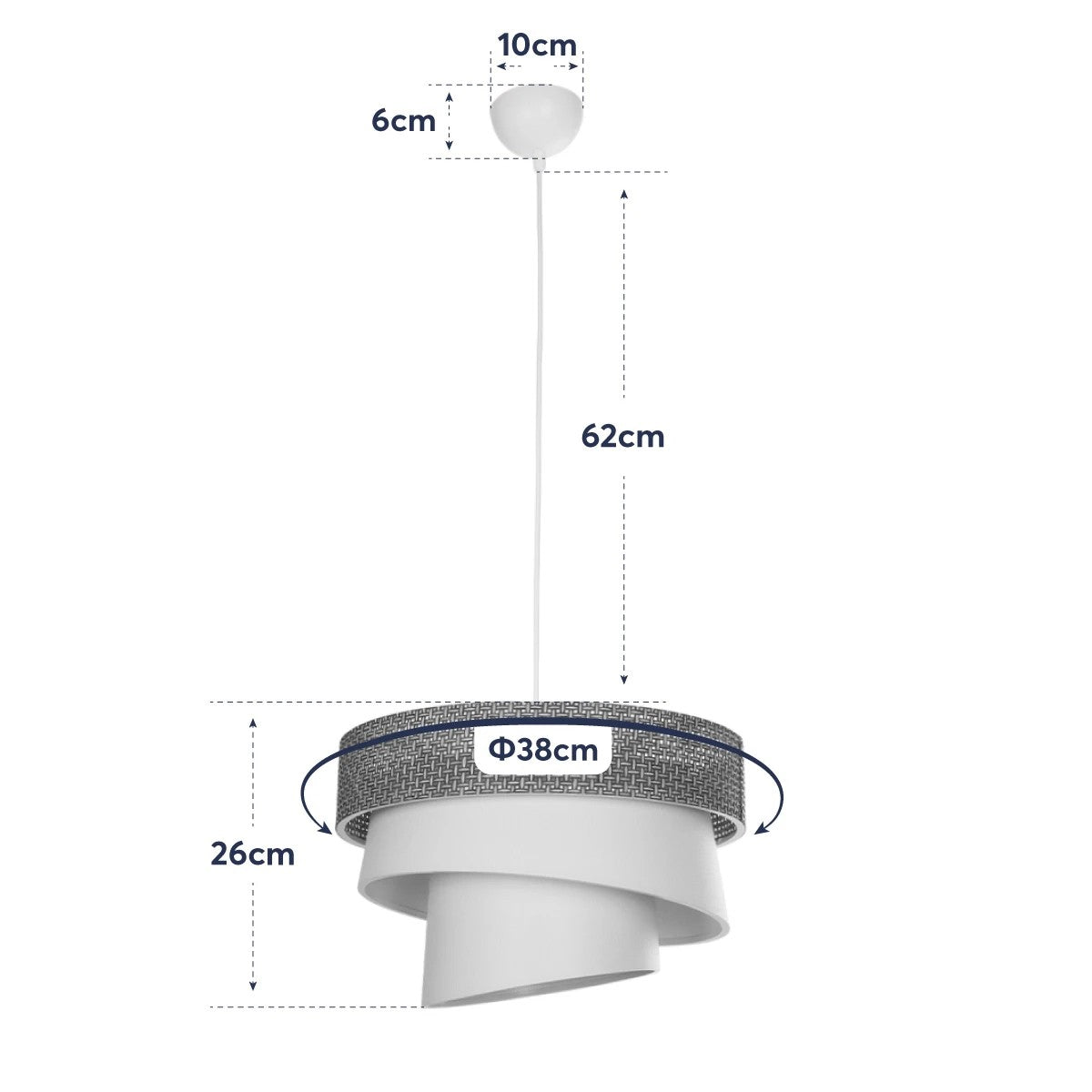 GloboStar® SIERA 203-0169 Μοντέρνο Κρεμαστό Φωτιστικό Καπέλο Μονόφωτο 1 x E27 IP20 Καφέ & Σκούρο Μπεζ Ύφασμα - Μ38 x Π38 x Υ26cm - ledmania.gr