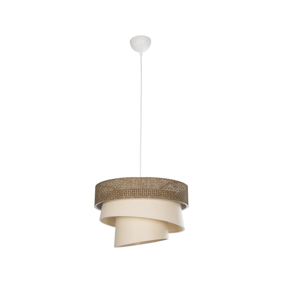 GloboStar® SIERA 203-0169 Μοντέρνο Κρεμαστό Φωτιστικό Καπέλο Μονόφωτο 1 x E27 IP20 Καφέ & Σκούρο Μπεζ Ύφασμα - Μ38 x Π38 x Υ26cm - ledmania.gr