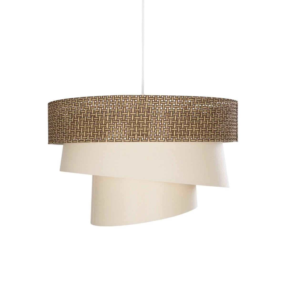 GloboStar® SIERA 203-0169 Μοντέρνο Κρεμαστό Φωτιστικό Καπέλο Μονόφωτο 1 x E27 IP20 Καφέ & Σκούρο Μπεζ Ύφασμα - Μ38 x Π38 x Υ26cm - ledmania.gr