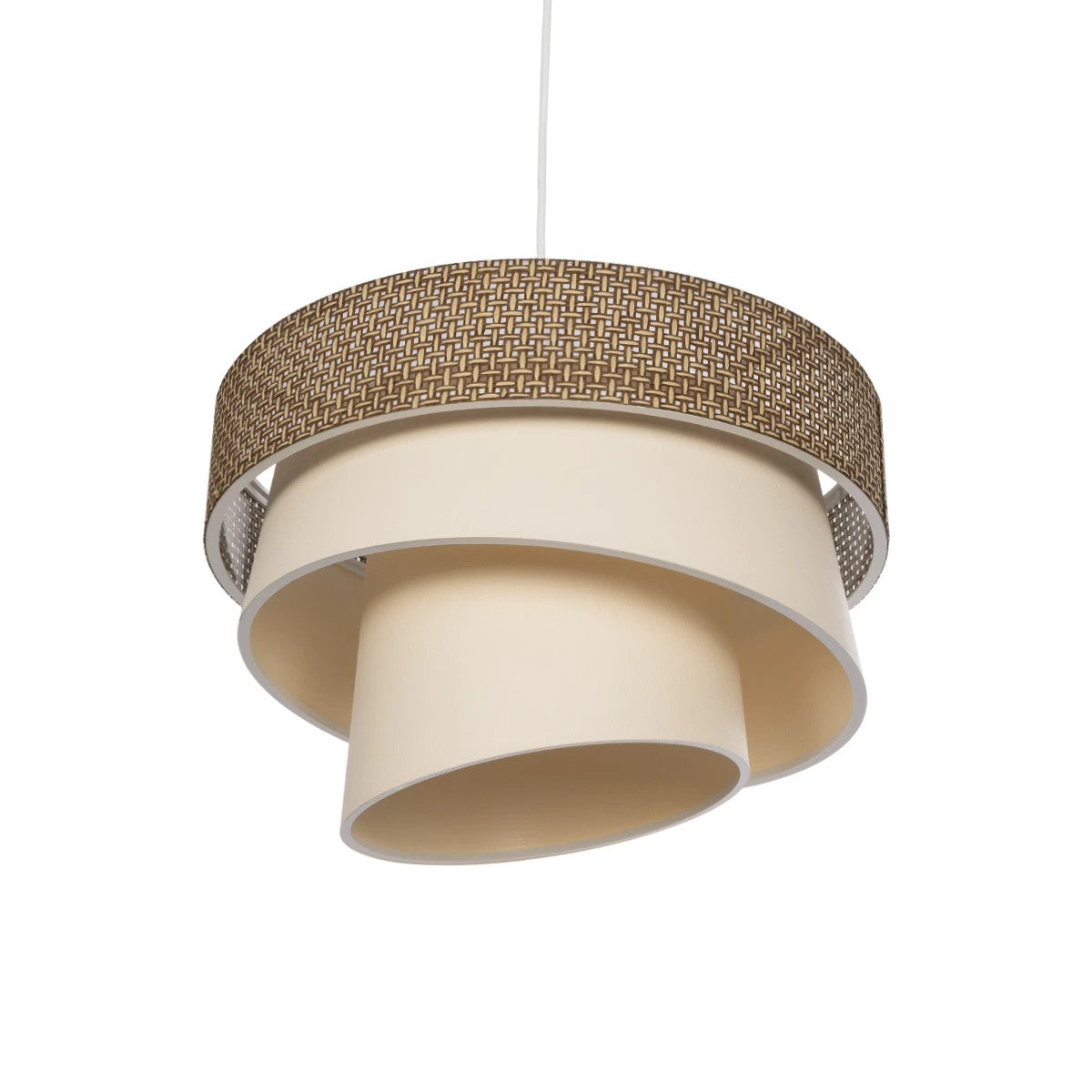 GloboStar® SIERA 203-0169 Μοντέρνο Κρεμαστό Φωτιστικό Καπέλο Μονόφωτο 1 x E27 IP20 Καφέ & Σκούρο Μπεζ Ύφασμα - Μ38 x Π38 x Υ26cm - ledmania.gr