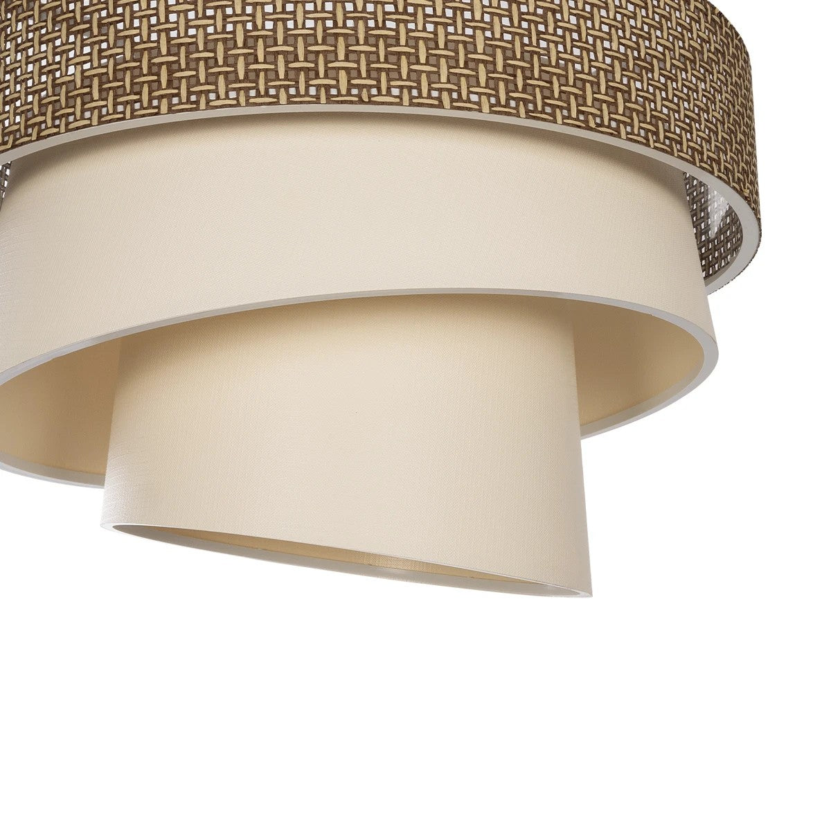 GloboStar® SIERA 203-0169 Μοντέρνο Κρεμαστό Φωτιστικό Καπέλο Μονόφωτο 1 x E27 IP20 Καφέ & Σκούρο Μπεζ Ύφασμα - Μ38 x Π38 x Υ26cm - ledmania.gr
