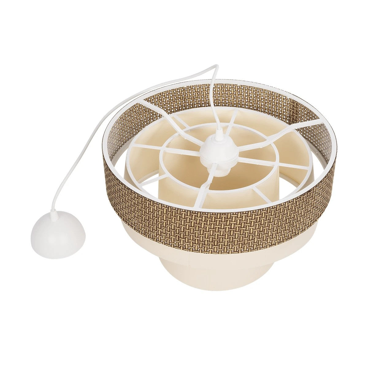 GloboStar® SIERA 203-0169 Μοντέρνο Κρεμαστό Φωτιστικό Καπέλο Μονόφωτο 1 x E27 IP20 Καφέ & Σκούρο Μπεζ Ύφασμα - Μ38 x Π38 x Υ26cm - ledmania.gr