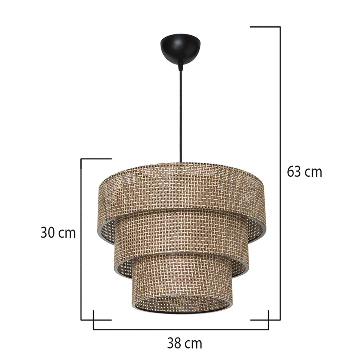 GloboStar® LEVEL 203-0171 Μοντέρνο Κρεμαστό Φωτιστικό Καπέλο Μονόφωτο 1 x E27 IP20 Καφέ Διάτρητο Ύφασμα - Μ38 x Π38 x Υ30cm - ledmania.gr