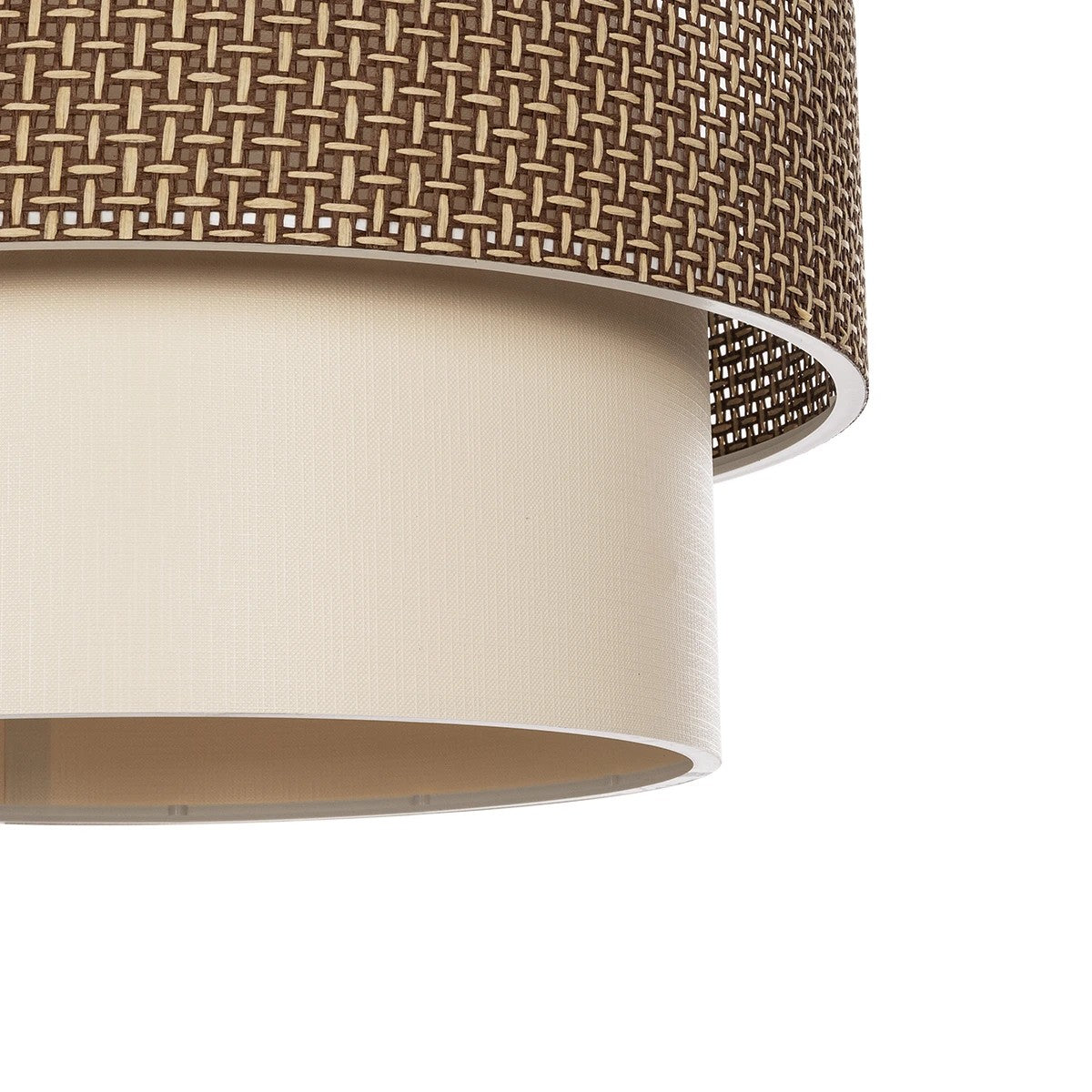 GloboStar® LIVI 203-0175 Μοντέρνο Κρεμαστό Φωτιστικό Καπέλο Μονόφωτο 1 x E27 IP20 Σκούρο Καφέ & Μπεζ Ύφασμα - Μ38 x Π38 x Υ30cm - ledmania.gr