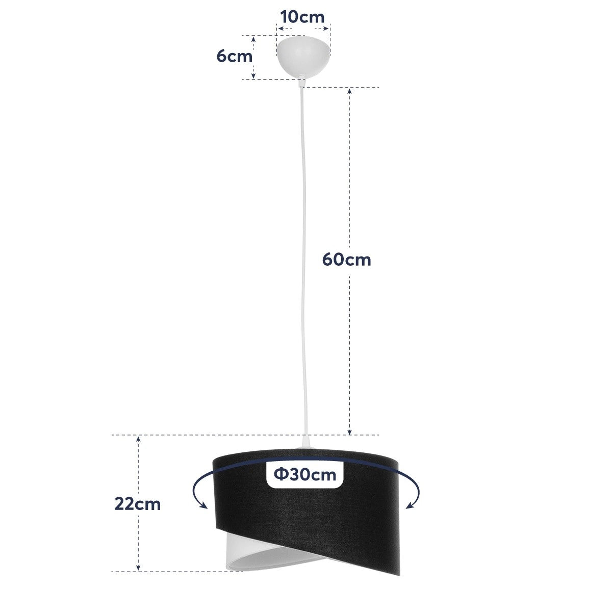 GloboStar® LILI 203-0177 Μοντέρνο Κρεμαστό Φωτιστικό Καπέλο Μονόφωτο 1 x E27 IP20 Καφέ & Μπεζ Ύφασμα - Μ30 x Π30 x Υ95cm - ledmania.gr