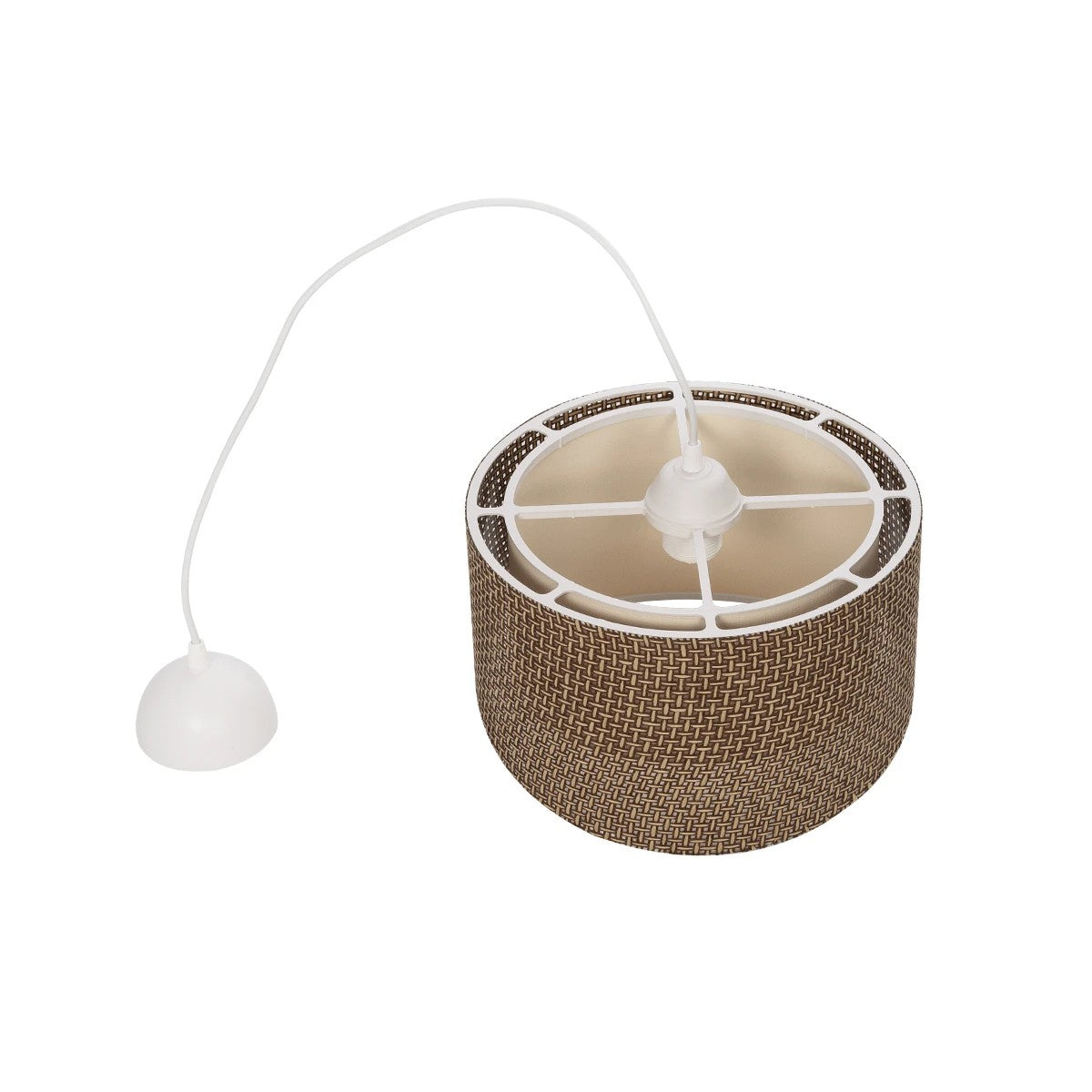 GloboStar® LILI 203-0177 Μοντέρνο Κρεμαστό Φωτιστικό Καπέλο Μονόφωτο 1 x E27 IP20 Καφέ & Μπεζ Ύφασμα - Μ30 x Π30 x Υ95cm - ledmania.gr