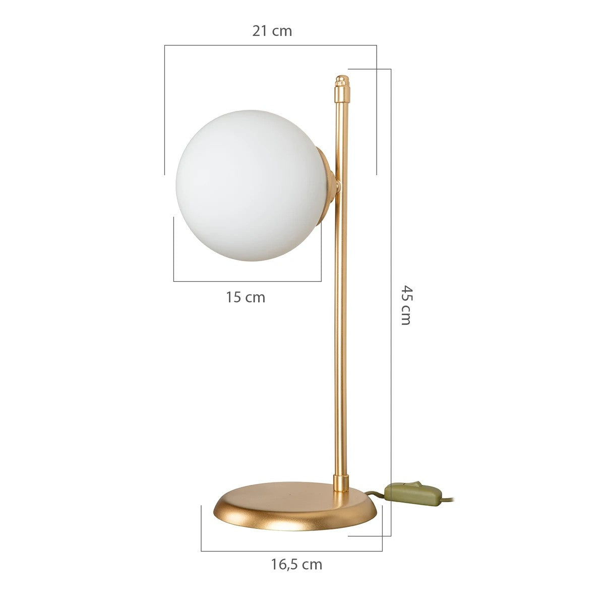 GloboStar® GLOBUS 203-0182 Μοντέρνο Επιτραπέζιο Φωτιστικό Πορτατίφ Μονόφωτο 1 x E27 IP20 Χρυσο Μέταλλο με Λευκό Γυαλί - Μ21 x Π16.5 x Υ45cm - ledmania.gr