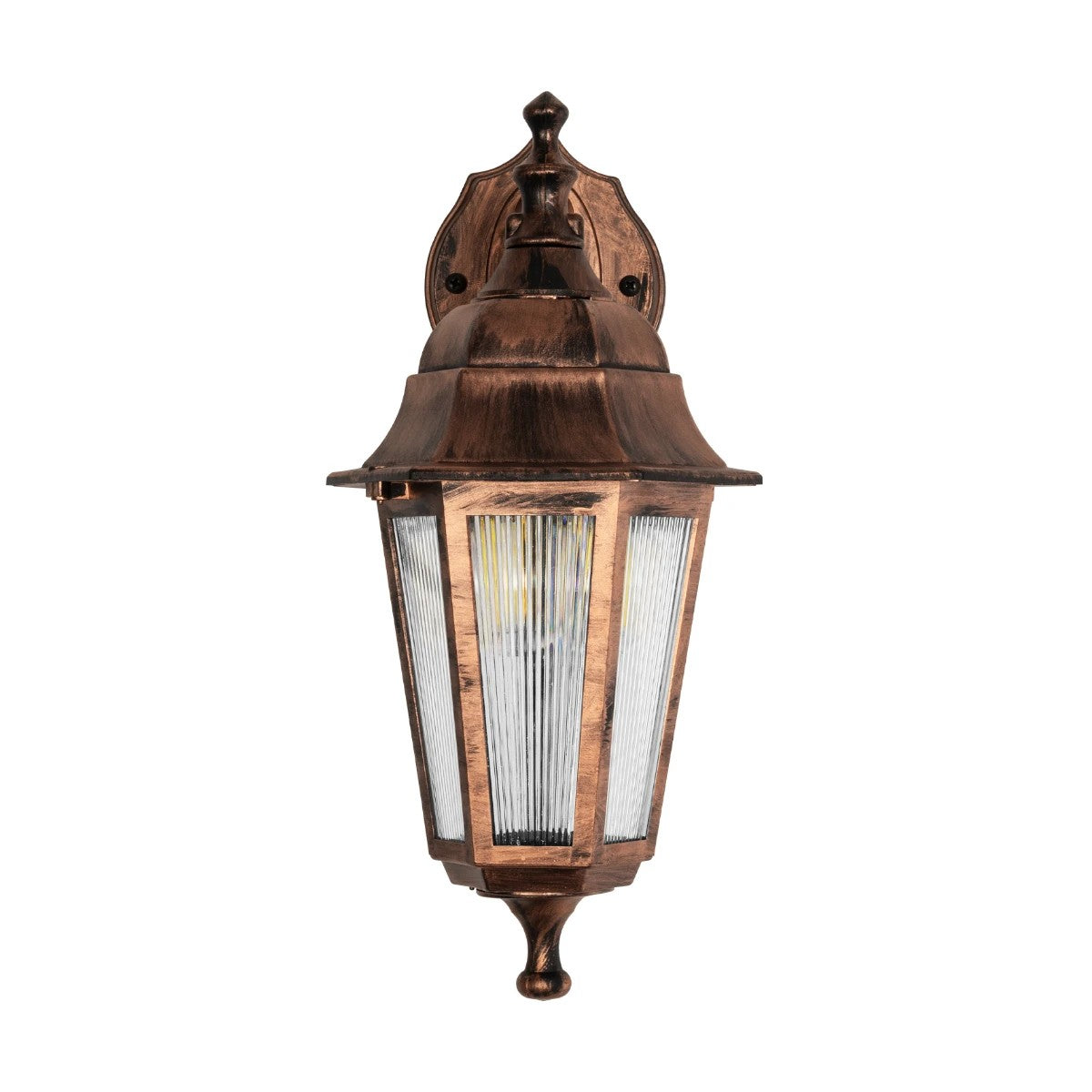 GloboStar® VITRO 203-0196 Vintage Επιτοίχιο Φωτιστικό Φαναράκι Μονόφωτο 1 x E27 IP44 Χάλκινο Πλαστικό - Μ19 x Π16 x Υ34cm - ledmania.gr