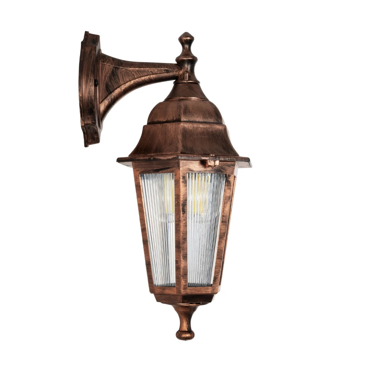 GloboStar® VITRO 203-0196 Vintage Επιτοίχιο Φωτιστικό Φαναράκι Μονόφωτο 1 x E27 IP44 Χάλκινο Πλαστικό - Μ19 x Π16 x Υ34cm - ledmania.gr