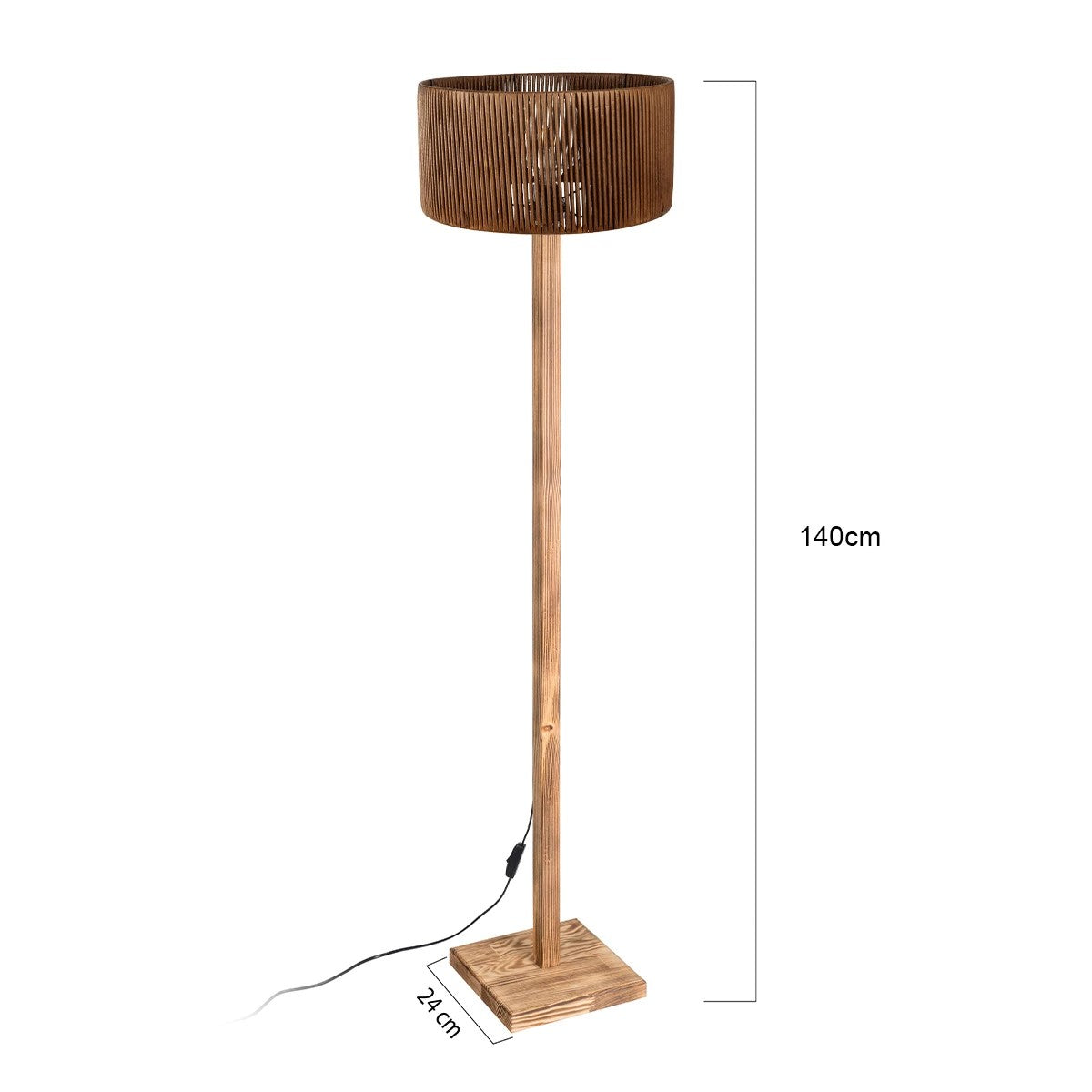 GloboStar® HOLZ 203-0252 Μοντέρνο Επιδαπέδιο Φωτιστικό Μονόφωτο 1 x E27 IP20 Μπέζ Ξύλο - Μ30 x Π30 x Y140cm - ledmania.gr