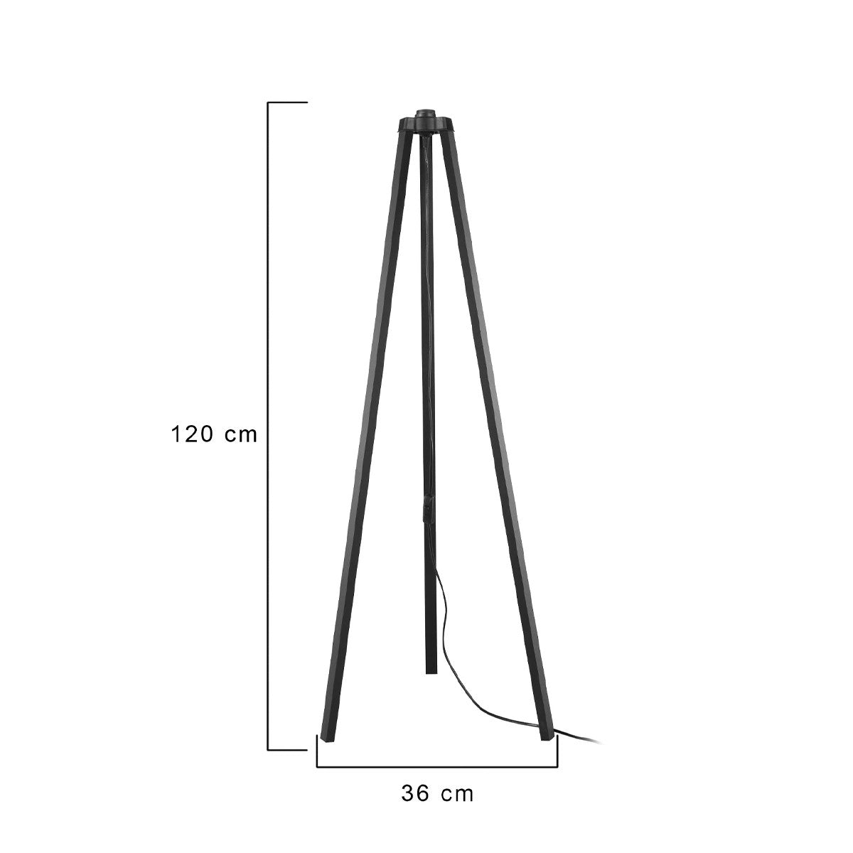 GloboStar® TRIPOD 203-0258 Μοντέρνο Επιδαπέδιο Φωτιστικό Μονόφωτο 1 x E27 IP20 Μαύρο Ξύλο - Μ38 x Π38 x Υ120cm - ledmania.gr