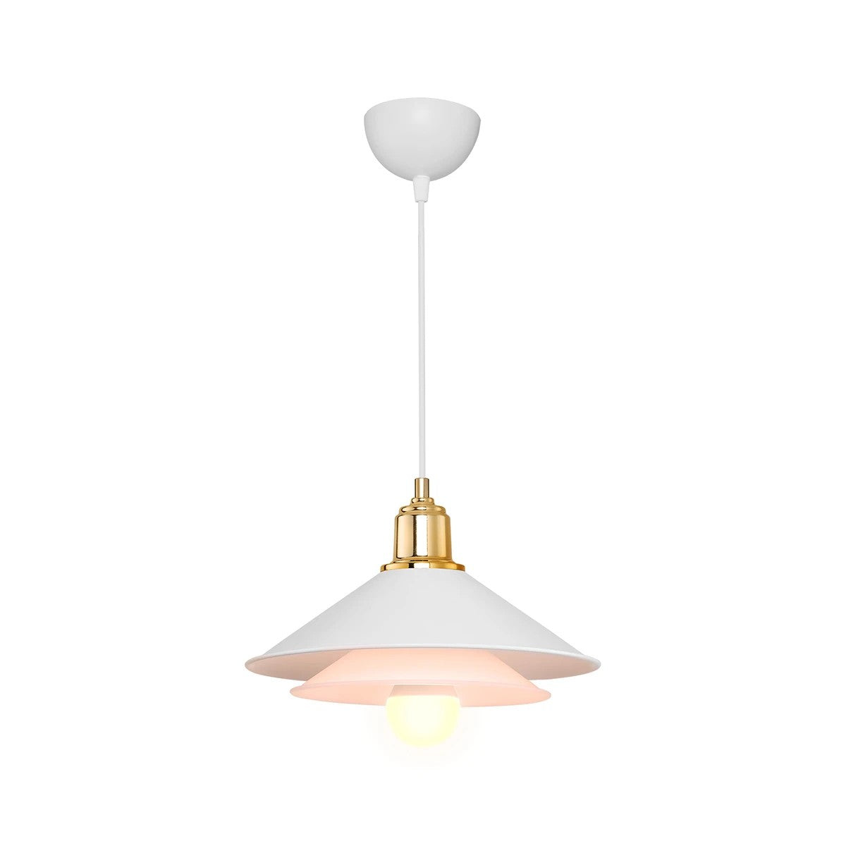 GLOBOSTAR® FERRO 203-0268 Μοντέρνο Κρεμαστό Φωτιστικό Οροφής με Ντουί 1 x E27 AC 220-240V IP20 - Λευκό & Χρυσό - Μ30 x Π30 x Υ19cm - ledmania.gr