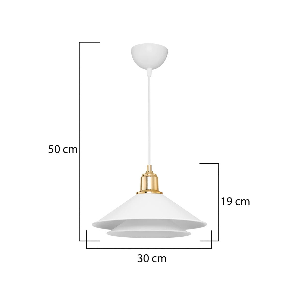 GLOBOSTAR® FERRO 203-0268 Μοντέρνο Κρεμαστό Φωτιστικό Οροφής με Ντουί 1 x E27 AC 220-240V IP20 - Λευκό & Χρυσό - Μ30 x Π30 x Υ19cm - ledmania.gr
