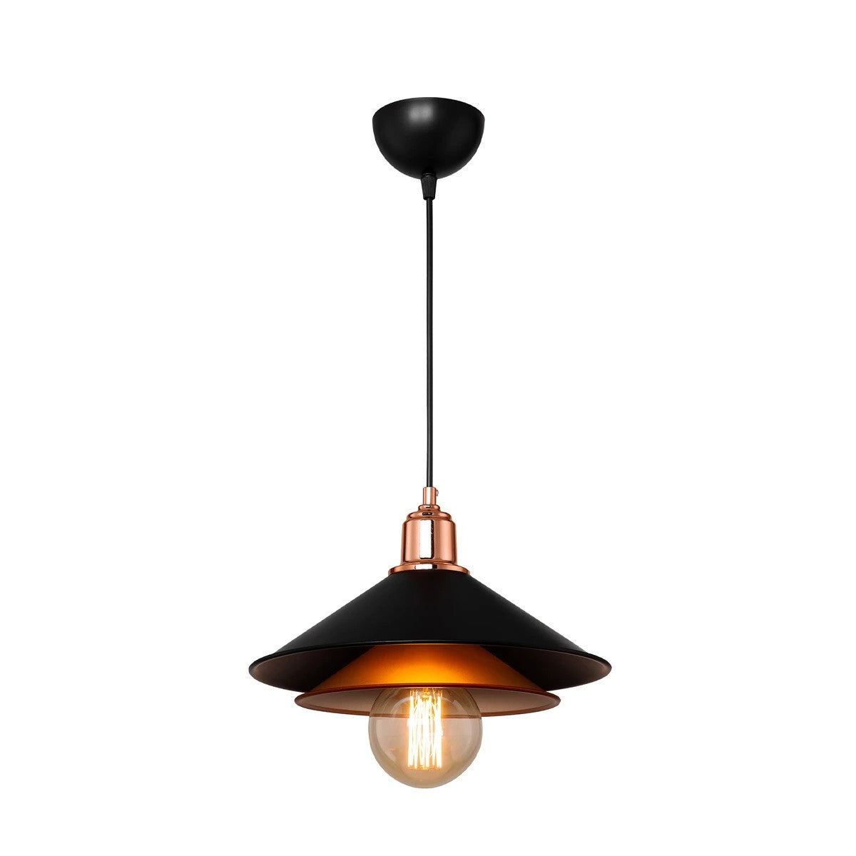 GLOBOSTAR® FERRO 203-0269 Μοντέρνο Κρεμαστό Φωτιστικό Οροφής με Ντουί 1 x E27 AC 220-240V IP20 - Μαύρο & Χάλκινο - Μ30 x Π30 x Υ19cm - ledmania.gr