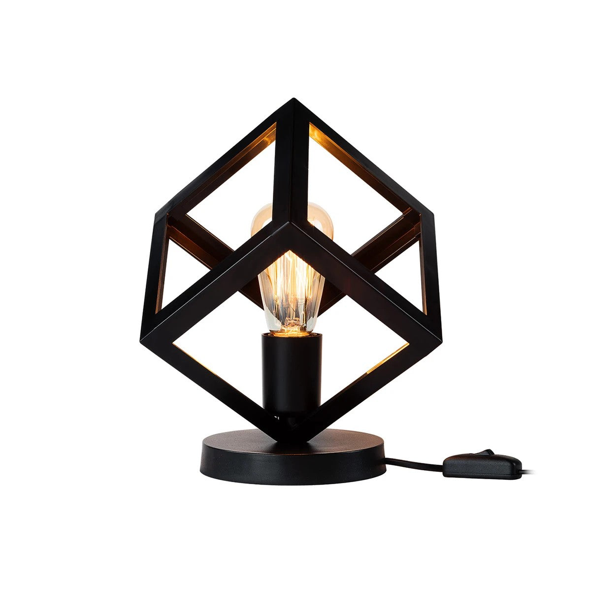 GloboStar® DISE 203-0272 Μοντέρνο Eπιτραπέζιο Φωτιστικό Μονόφωτο 1 x E27 IP20 Μαύρο Πλαστικό - Μ28 x Π28 x Υ29cm - ledmania.gr