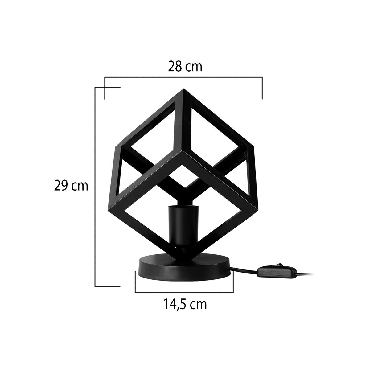 GloboStar® DISE 203-0272 Μοντέρνο Eπιτραπέζιο Φωτιστικό Μονόφωτο 1 x E27 IP20 Μαύρο Πλαστικό - Μ28 x Π28 x Υ29cm - ledmania.gr