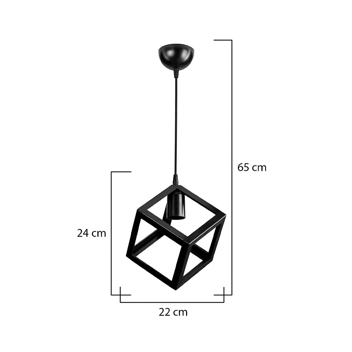 GloboStar® DISE 203-0274 Μοντέρνο Κρεμαστό Φωτιστικό Κύβος Μονόφωτο 1 x E27 IP20 Μαύρο Πλαστικό - Μ22 x Π22 x Υ24cm - ledmania.gr