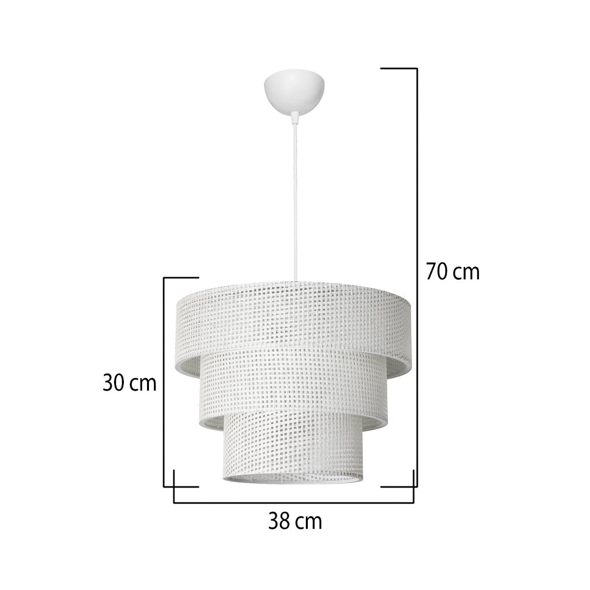 GloboStar® LEVEL 203-0275 Μοντέρνο Κρεμαστό Φωτιστικό Καπέλο Μονόφωτο 1 x E27 IP20 Λευκό Διάτρητο Ύφασμα - Μ38 x Π38 x Υ30cm - ledmania.gr
