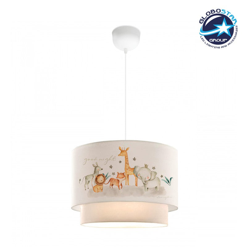 GloboStar® GIRAFFE 204-0007 Παιδικό Κρεμαστό Φωτιστικό Φιγούρα Μονόφωτο 1 x E27 IP20 Λευκό Ύφασμα - Μ30 x Π30 x Υ70cm