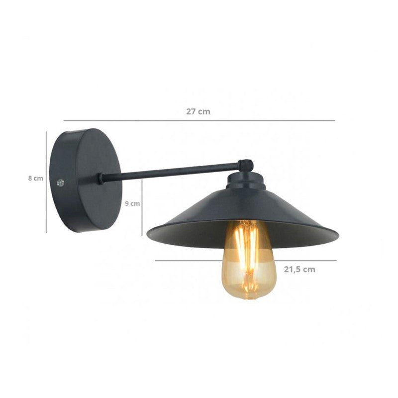 GLOBOSTAR® CATERPILLAR 204-0115 Μοντέρνο Φωτιστικό Τοίχου - Απλίκα με Ντουί 1 x E27 AC 220-240V IP20 - Μαύρο - Μ21.5 x Π21.5 x Υ27cm