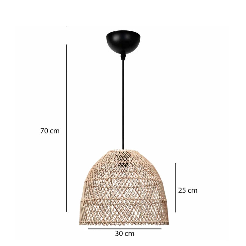 GloboStar® CESTINO 204-0178 Boho Κρεμαστό Φωτιστικό Οροφής Μονόφωτο 1 x E27 AC 220-240V IP20 Μπεζ - Μ30 x Π30 x Υ25cm - ledmania.gr