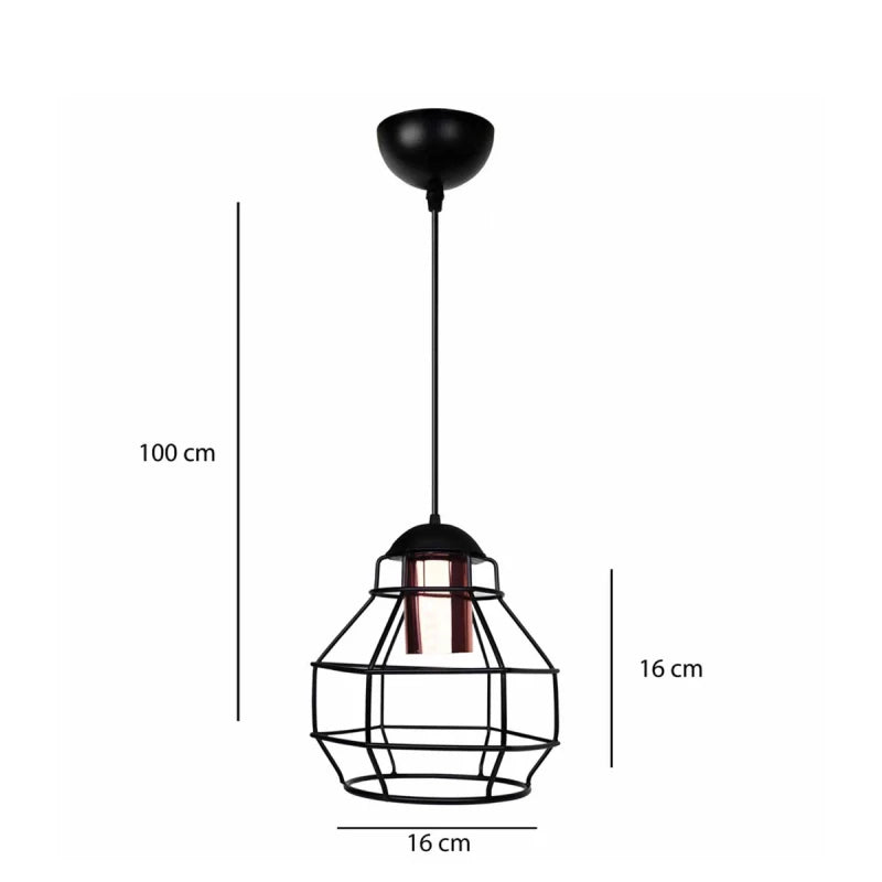 GloboStar® BUR 204-0180 Μοντέρνο Κρεμαστό Φωτιστικό Οροφής Μονόφωτο 1 x E27 AC 220-240V IP20 Μαύρο - Μ17 x Π17 x Υ23cm - ledmania.gr
