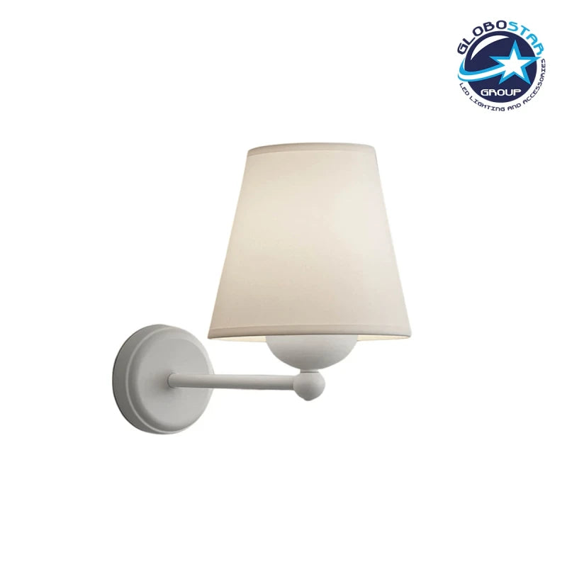 GloboStar® ELEGANTE 204-0187 Μοντέρνο Φωτιστικό Τοίχου Απλίκα Μονόφωτο 1 x E27 AC 220-240V IP20 Μπεζ & Λευκό - Μ14 x Π14 x Υ26cm - ledmania.gr