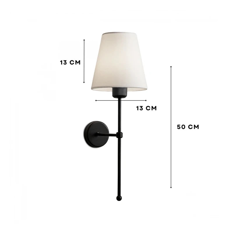 GloboStar® LING 204-0190 Μοντέρνο Φωτιστικό Τοίχου Απλίκα Μονόφωτο 1 x E27 AC 220-240V IP20 Μπεζ & Μαύρο - Μ13 x Π13 x Υ50cm - ledmania.gr